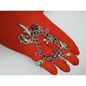Kirks Folly Dolphin Mermaid Beach Summer Grape Star Flower Bead Silver Bracelet